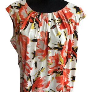 KASPER Women's Blouse in Red and Orange Floral
